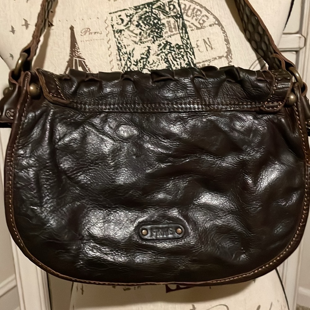 Frye Stacy Studded Leather Woven Shoulder Bag - Rare - Picture 3 of 15